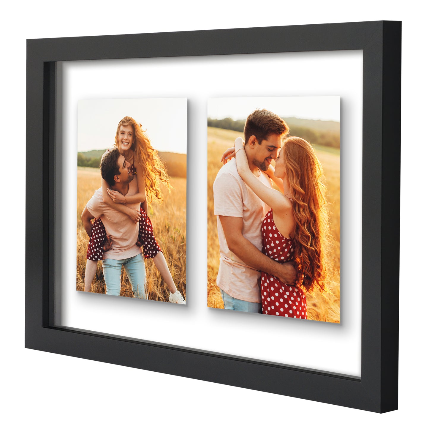 Americanflat Floating Collage Frame - Display Two 4x6 Photos - 9x12