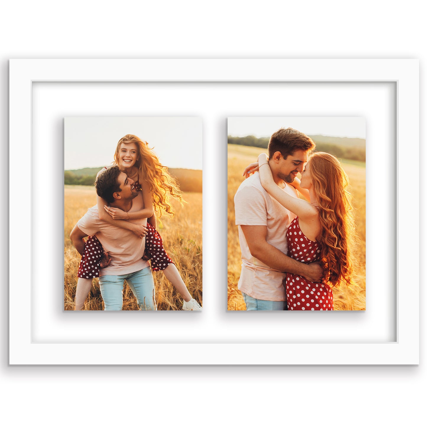 Americanflat Floating Collage Frame - Display Two 4x6 Photos - 9x12