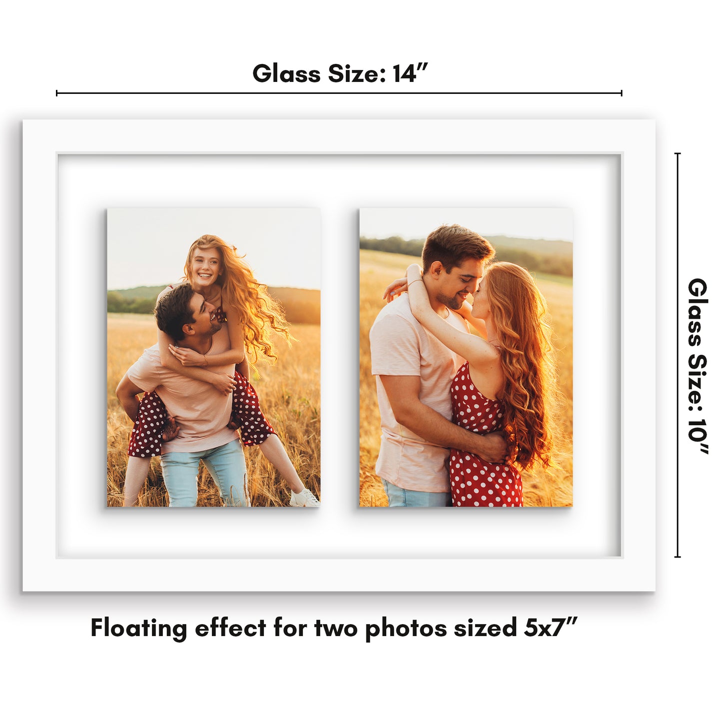 Americanflat Floating Collage Frame - Display Two 4x6 Photos - 9x12