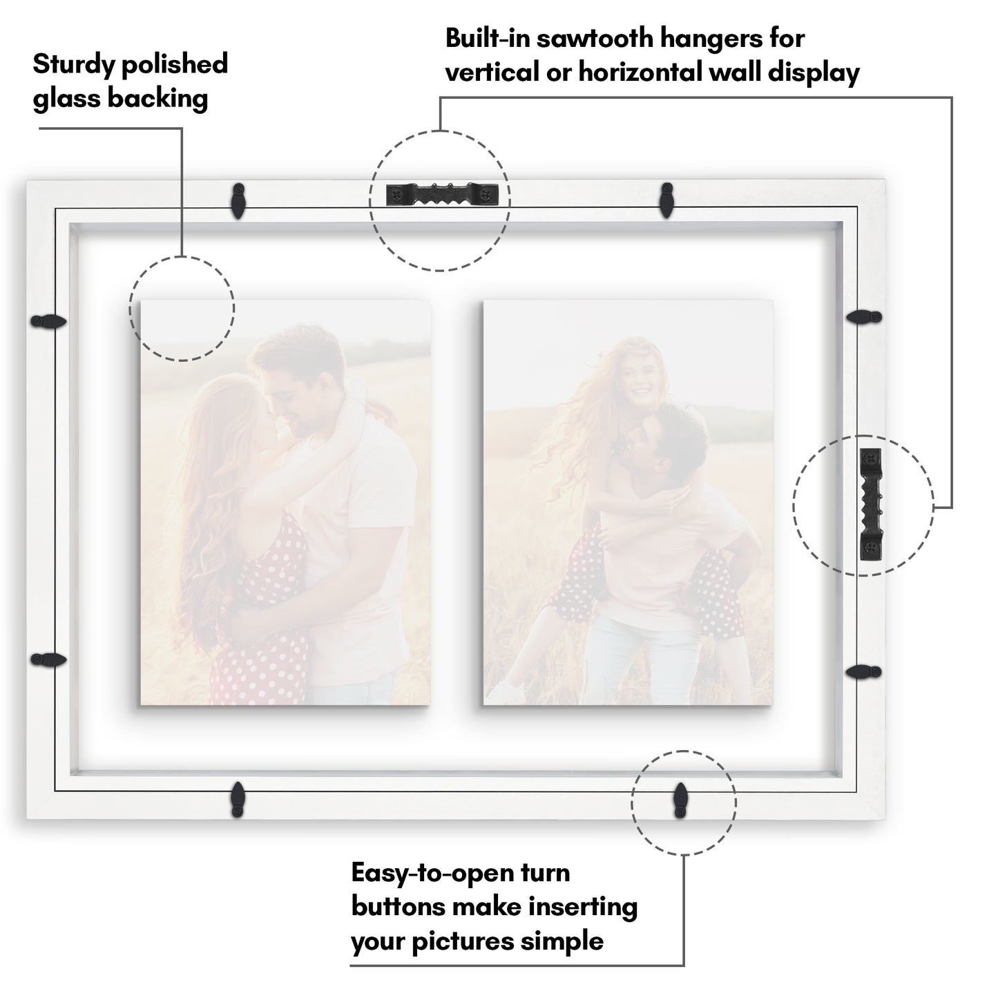 Americanflat Floating Collage Frame - Display Two 4x6 Photos - 9x12