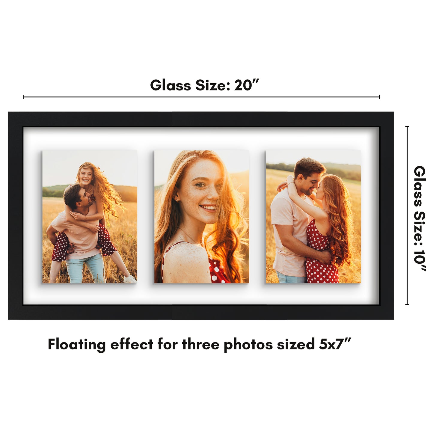 Americanflat Floating Collage Frame - Display Two 4x6 Photos - 9x12