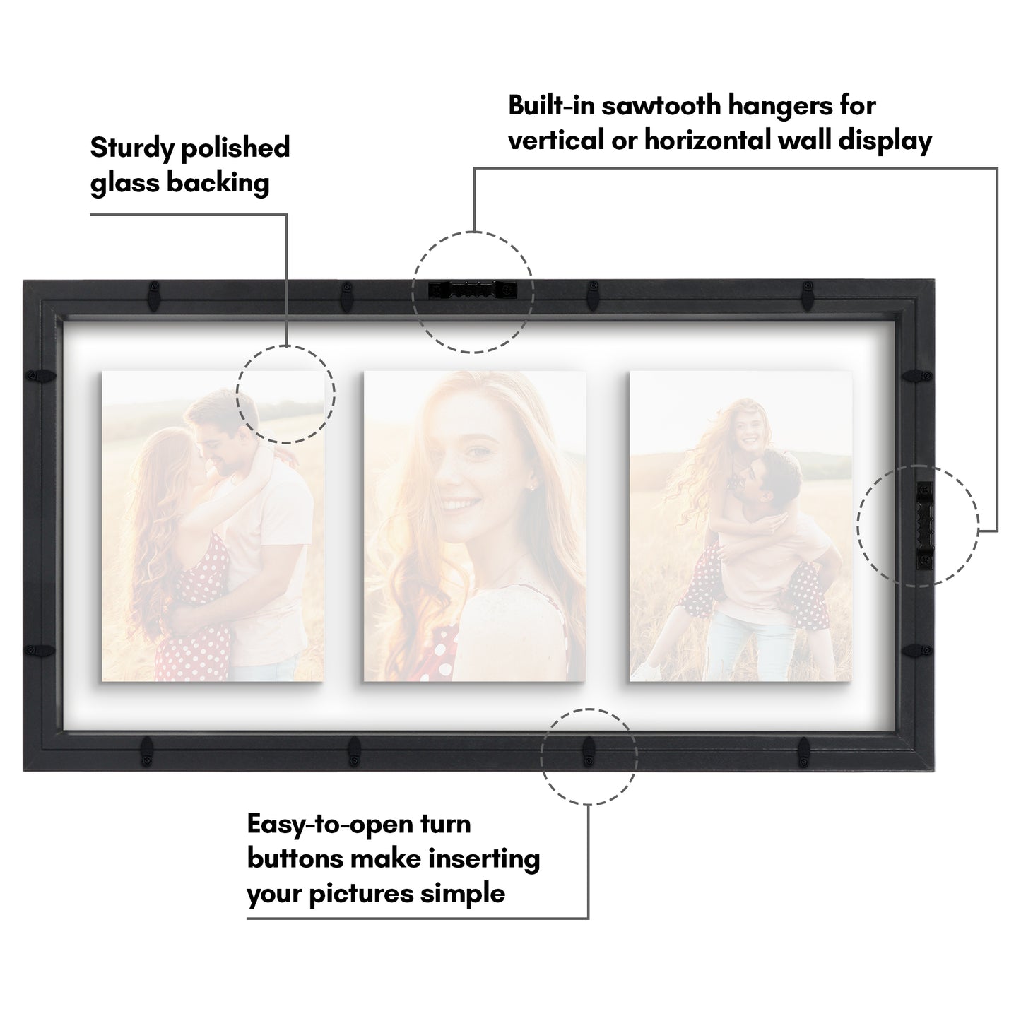 Americanflat Floating Collage Frame - Display Two 4x6 Photos - 9x12