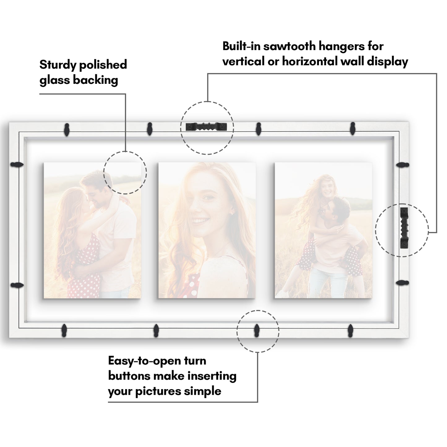 Americanflat Floating Collage Frame - Display Two 4x6 Photos - 9x12