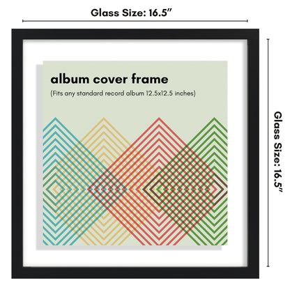 Americanflat 16.5 x 16.5 Floating Album Frame to Display Record Covers - Black