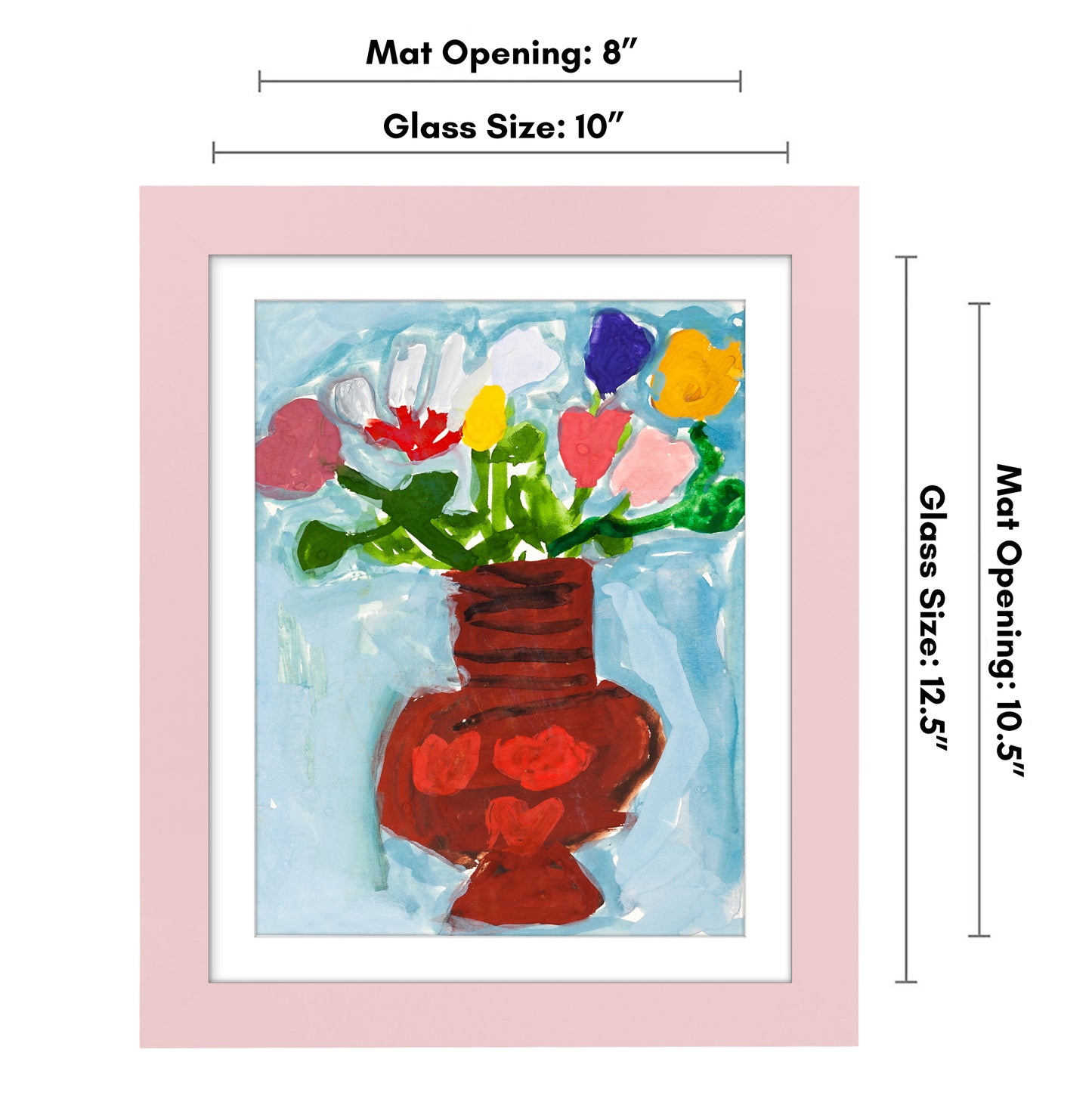 Americanflat Kids Art Frame 10x12.5 inches with 8.5x11 inches Mat - Composite Wood And Glass - Holds 100 Artworks