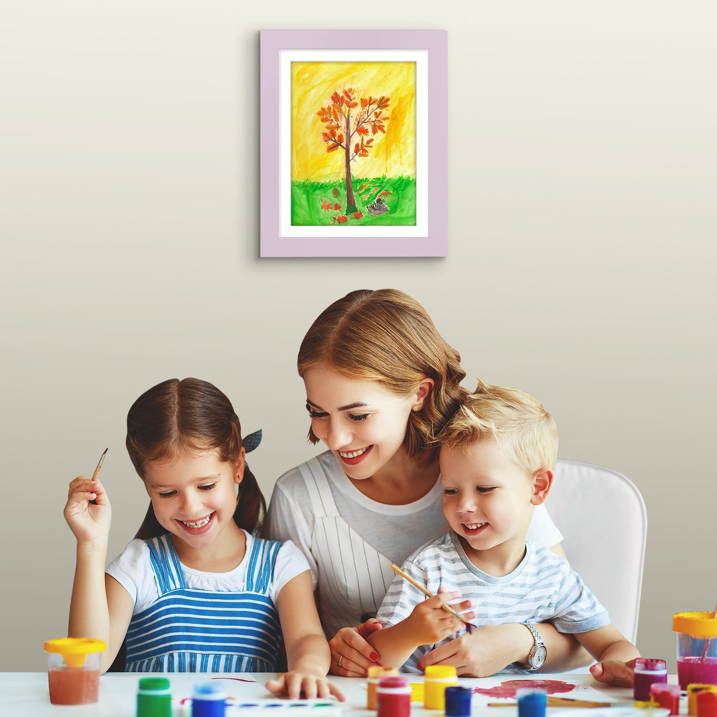 Americanflat Kids Art Frame 10x12.5 inches with 8.5x11 inches Mat - Composite Wood And Glass - Holds 100 Artworks