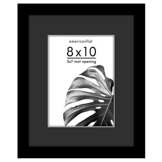 Americanflat Black Picture Frame - Classic Molding with Black Mat and White Trim