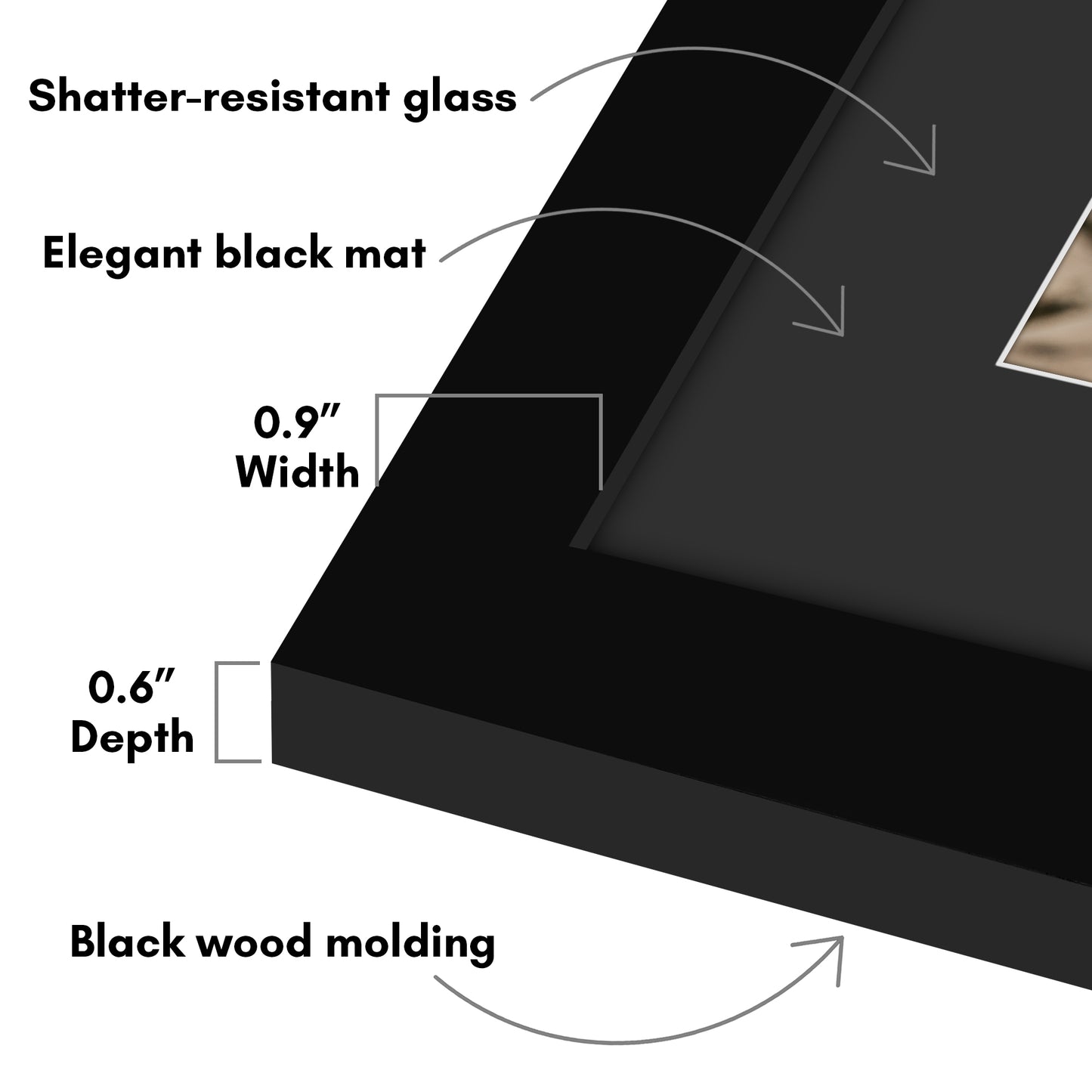 Americanflat Black Picture Frame - Classic Molding with Black Mat and White Trim
