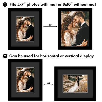 Americanflat Black Picture Frame - Classic Molding with Black Mat and White Trim