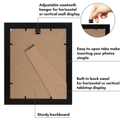 Americanflat Black Picture Frame - Classic Molding with Black Mat and White Trim