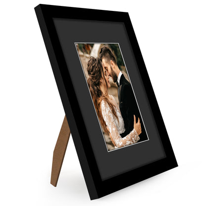 Americanflat Black Picture Frame - Classic Molding with Black Mat and White Trim