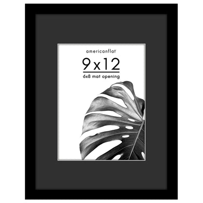 Americanflat Black Picture Frame - Classic Molding with Black Mat and White Trim