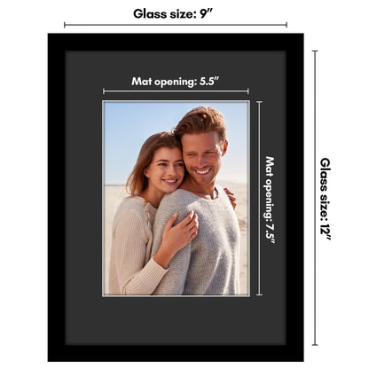 Americanflat Black Picture Frame - Classic Molding with Black Mat and White Trim