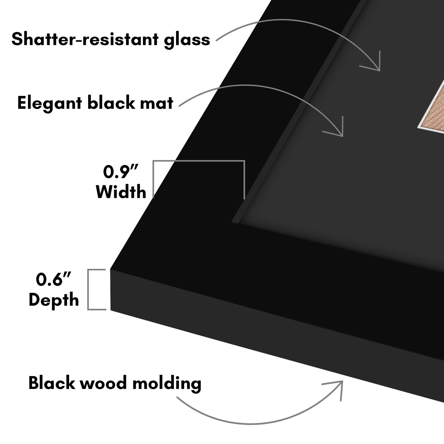 Americanflat Black Picture Frame - Classic Molding with Black Mat and White Trim