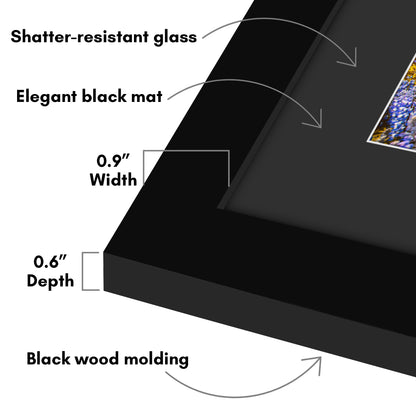 Americanflat Black Picture Frame - Classic Molding with Black Mat and White Trim