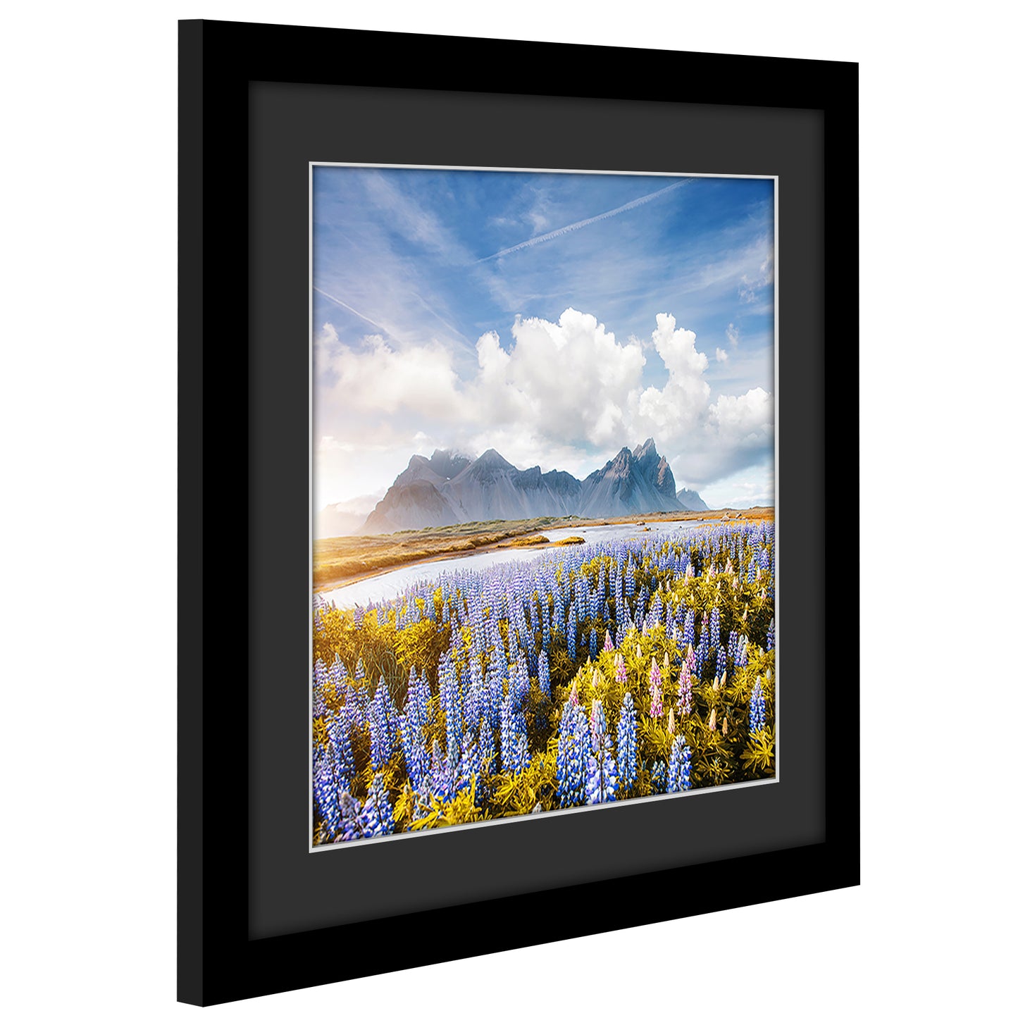 Americanflat Black Picture Frame - Classic Molding with Black Mat and White Trim