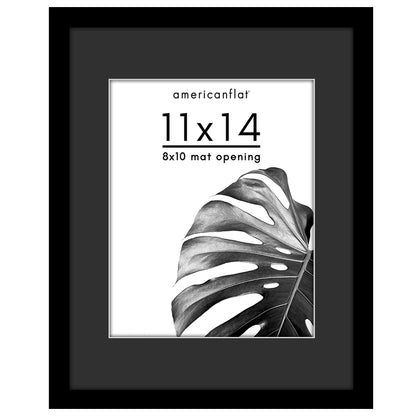 Americanflat Black Picture Frame - Classic Molding with Black Mat and White Trim