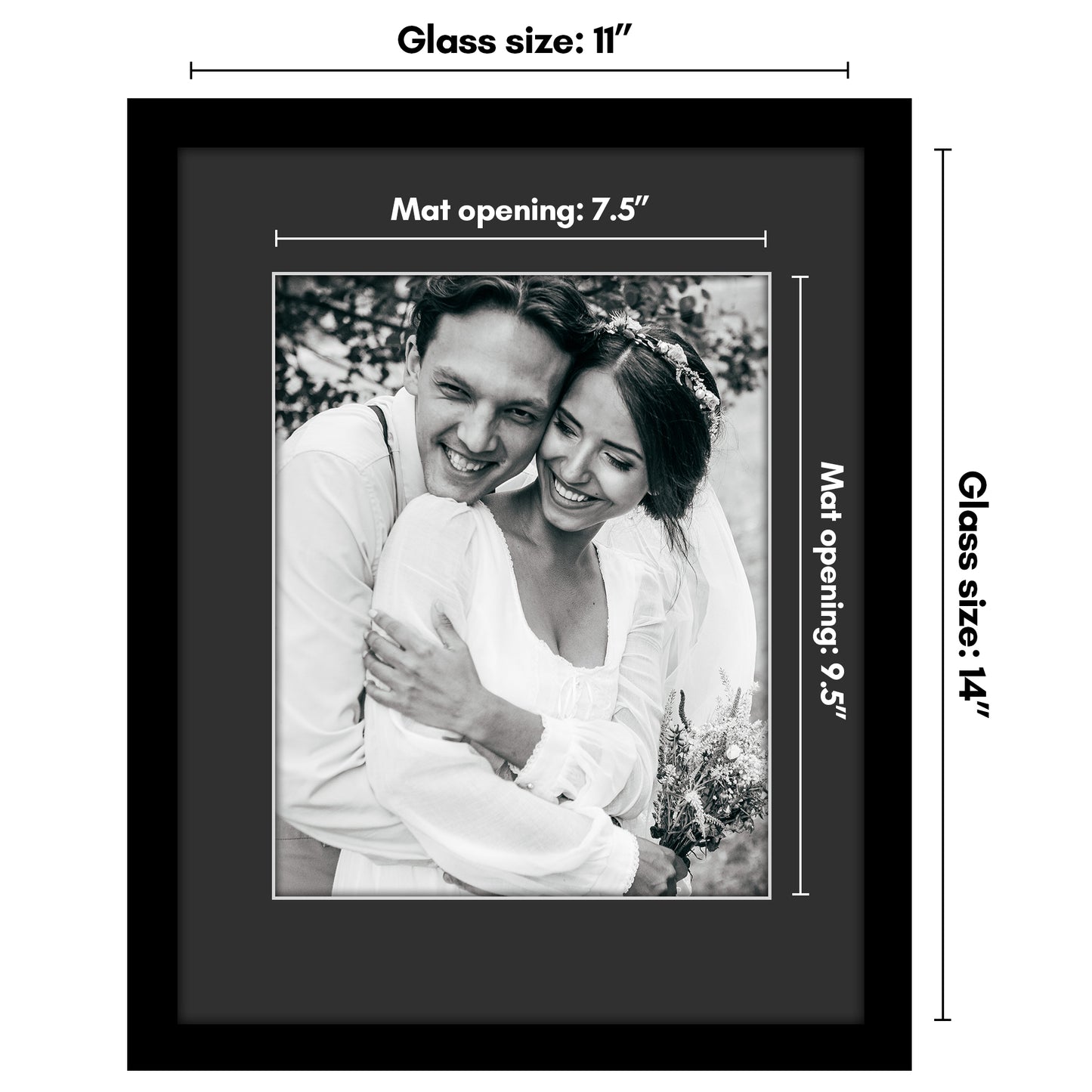 Americanflat Black Picture Frame - Classic Molding with Black Mat and White Trim