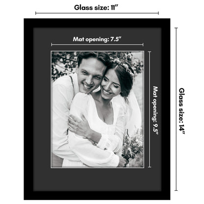 Americanflat Black Picture Frame - Classic Molding with Black Mat and White Trim