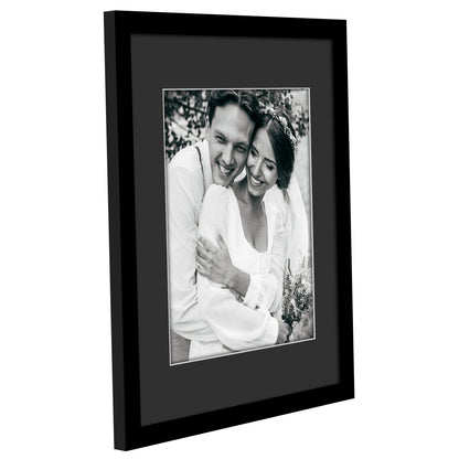 Americanflat Black Picture Frame - Classic Molding with Black Mat and White Trim
