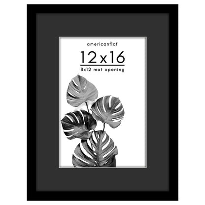Americanflat Black Picture Frame - Classic Molding with Black Mat and White Trim
