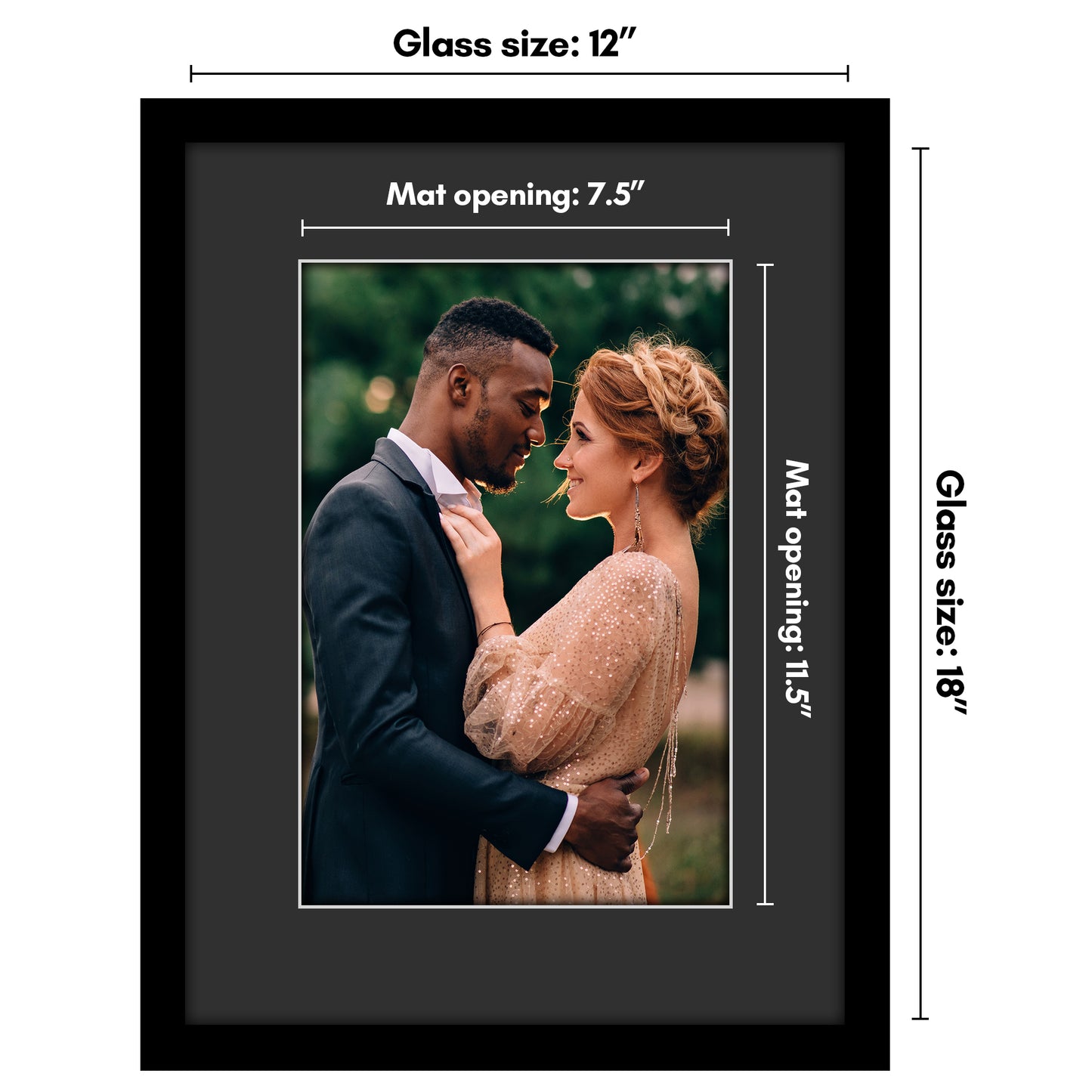 Americanflat Black Picture Frame - Classic Molding with Black Mat and White Trim