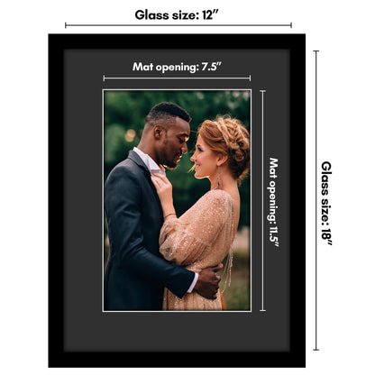 Americanflat Black Picture Frame - Classic Molding with Black Mat and White Trim