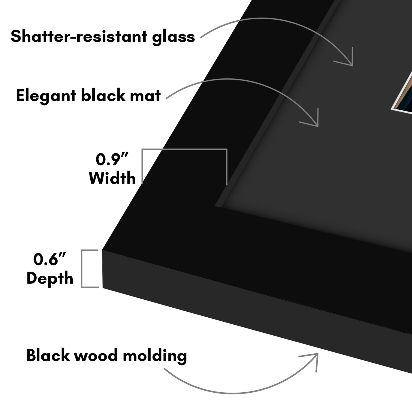 Americanflat Black Picture Frame - Classic Molding with Black Mat and White Trim