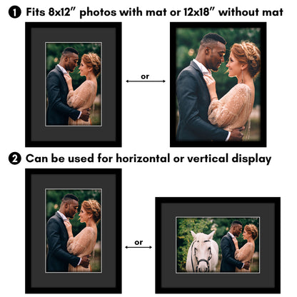 Americanflat Black Picture Frame - Classic Molding with Black Mat and White Trim