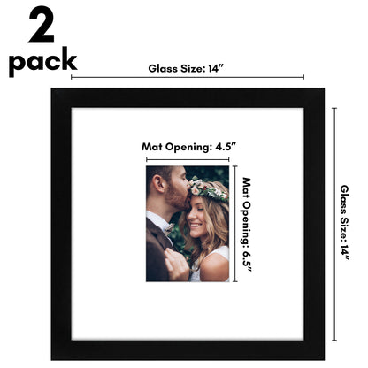 Americanflat 14x14 Wedding Signature Picture Frame - 5x7 Picture Frame with or 14x14 Frame without Mat - Shatter Resistant Wedding Photo Frame (2 Pack)