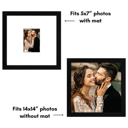 Americanflat 14x14 Wedding Signature Picture Frame - 5x7 Picture Frame with or 14x14 Frame without Mat - Shatter Resistant Wedding Photo Frame (2 Pack)