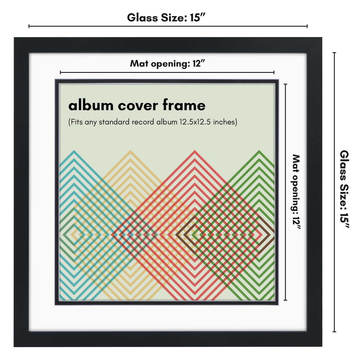 Americanflat Square Record Vinyl Art Cover Frame - 15x15 - Black