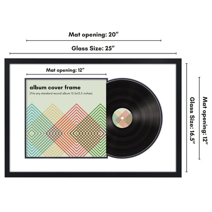 Americanflat Wide Vinyl Record & Album Art Frame - 25x16.5 - Black