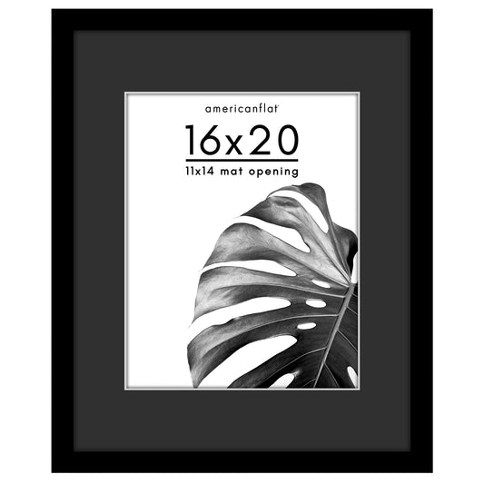 Americanflat Black Poster Frame with Black Mat - Engineered Wood with Plexiglass Front Cover