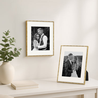 Americanflat Picture Frame with Mat | Bamboo-Style Molding | Shatter-Resistant Glass