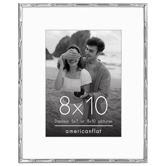 Americanflat Picture Frame with Bamboo-Style Molding and Shatter-Resistant Glass and Mat - Gallery Style Frames for Tabletop or Wall Display