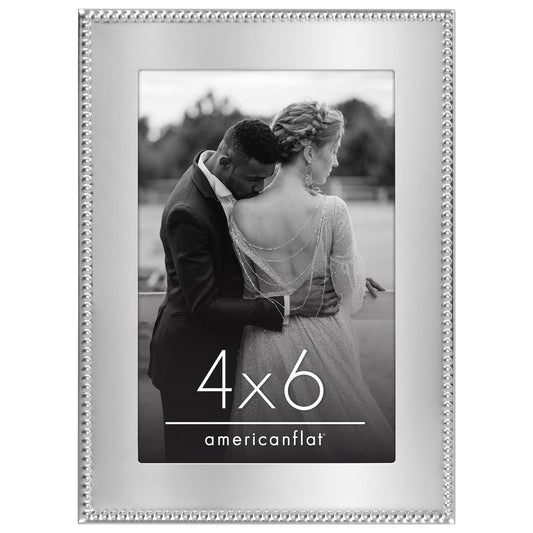 Americanflat Silver Picture Frame with Beaded-Style Detailing and Shatter-Resistant Glass - Gallery Style Frames for Tabletop or Wall Display