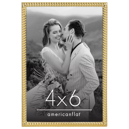Americanflat Picture Frame with Rope-Style Metal Textured Detailing and Shatter-Resistant Glass - Gallery Style Frames for Tabletop or Wall
