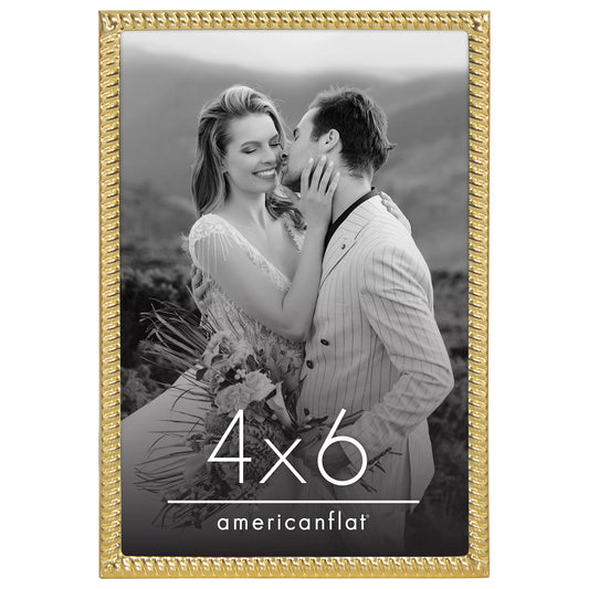 Americanflat Picture Frame with Rope-Style Metal Textured Detailing and Shatter-Resistant Glass - Gallery Style Frames for Tabletop or Wall