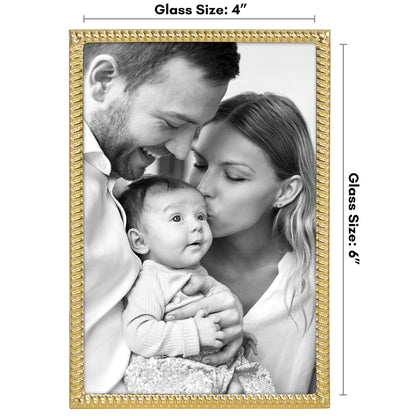Americanflat Picture Frame with Rope-Style Metal Textured Detailing and Shatter-Resistant Glass - Gallery Style Frames for Tabletop or Wall