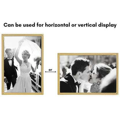 Americanflat Picture Frame with Rope-Style Metal Textured Detailing and Shatter-Resistant Glass - Gallery Style Frames for Tabletop or Wall