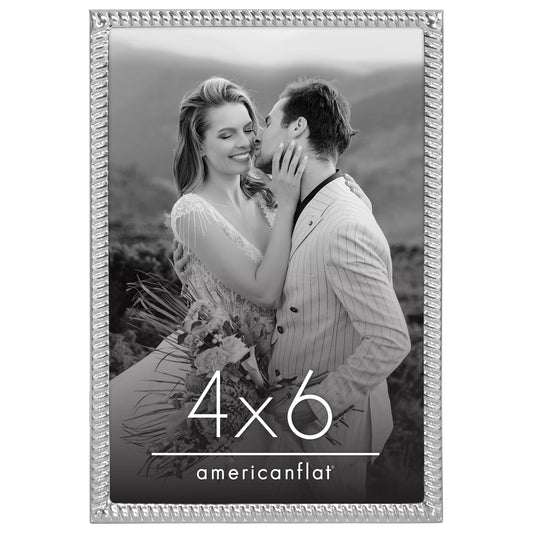 Americanflat Picture Frame with Rope-Style Metal Textured Detailing and Shatter-Resistant Glass - Gallery Style Frames for Tabletop or Wall