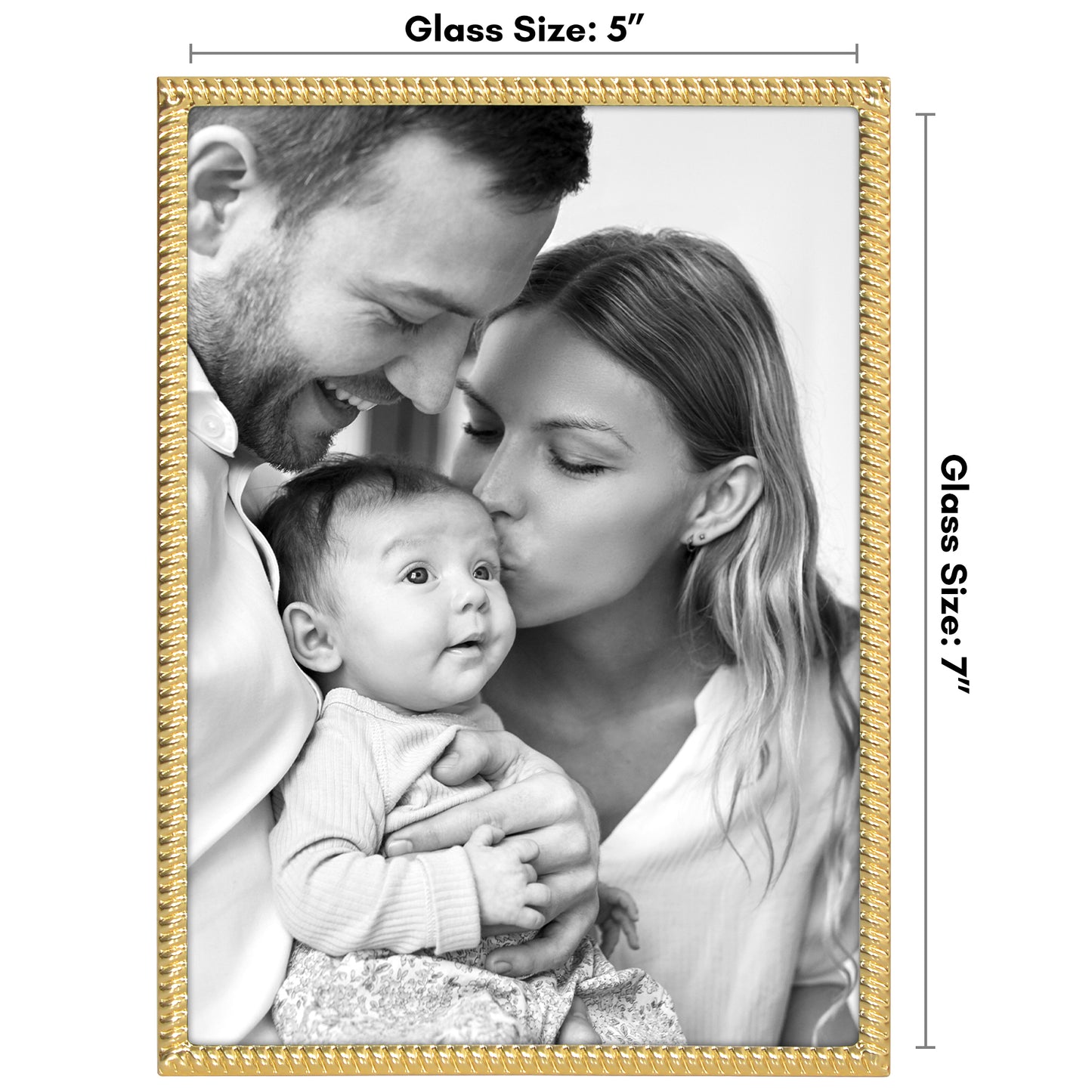 Americanflat Picture Frame with Rope-Style Metal Textured Detailing and Shatter-Resistant Glass - Gallery Style Frames for Tabletop or Wall