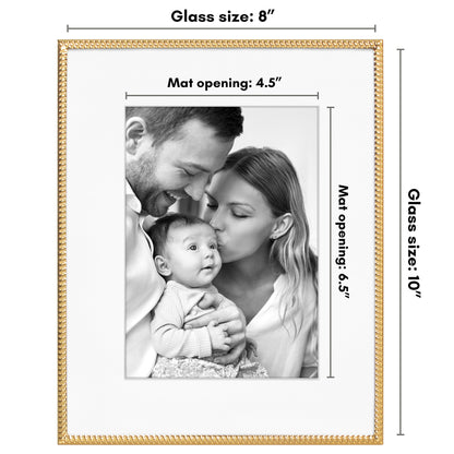 Americanflat Picture Frame with Mat | Rope-Style Textured Detailing | Shatter-Resistant Glass