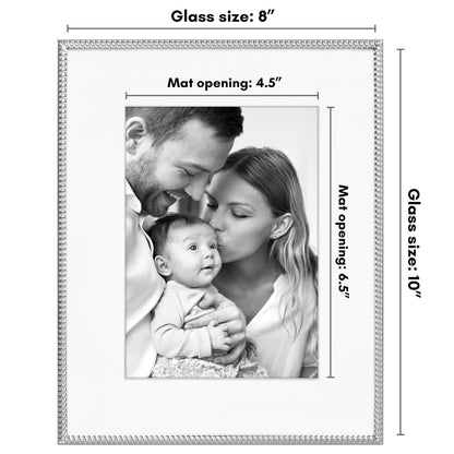 Americanflat Picture Frame with Mat | Rope-Style Textured Detailing | Shatter-Resistant Glass