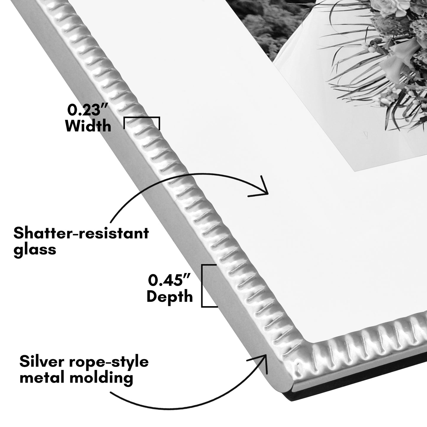 Americanflat Picture Frame with Mat | Rope-Style Textured Detailing | Shatter-Resistant Glass