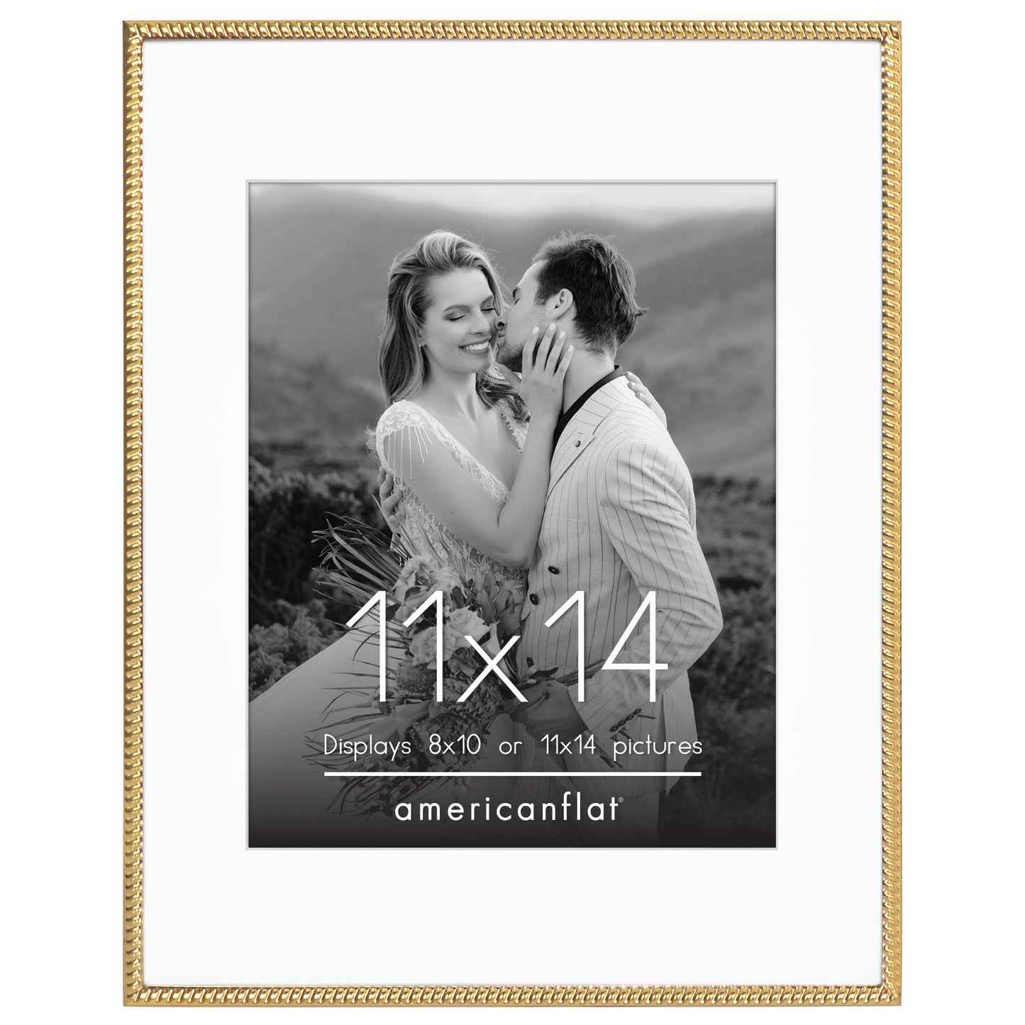 Americanflat Picture Frame with Mat | Rope-Style Textured Detailing | Shatter-Resistant Glass
