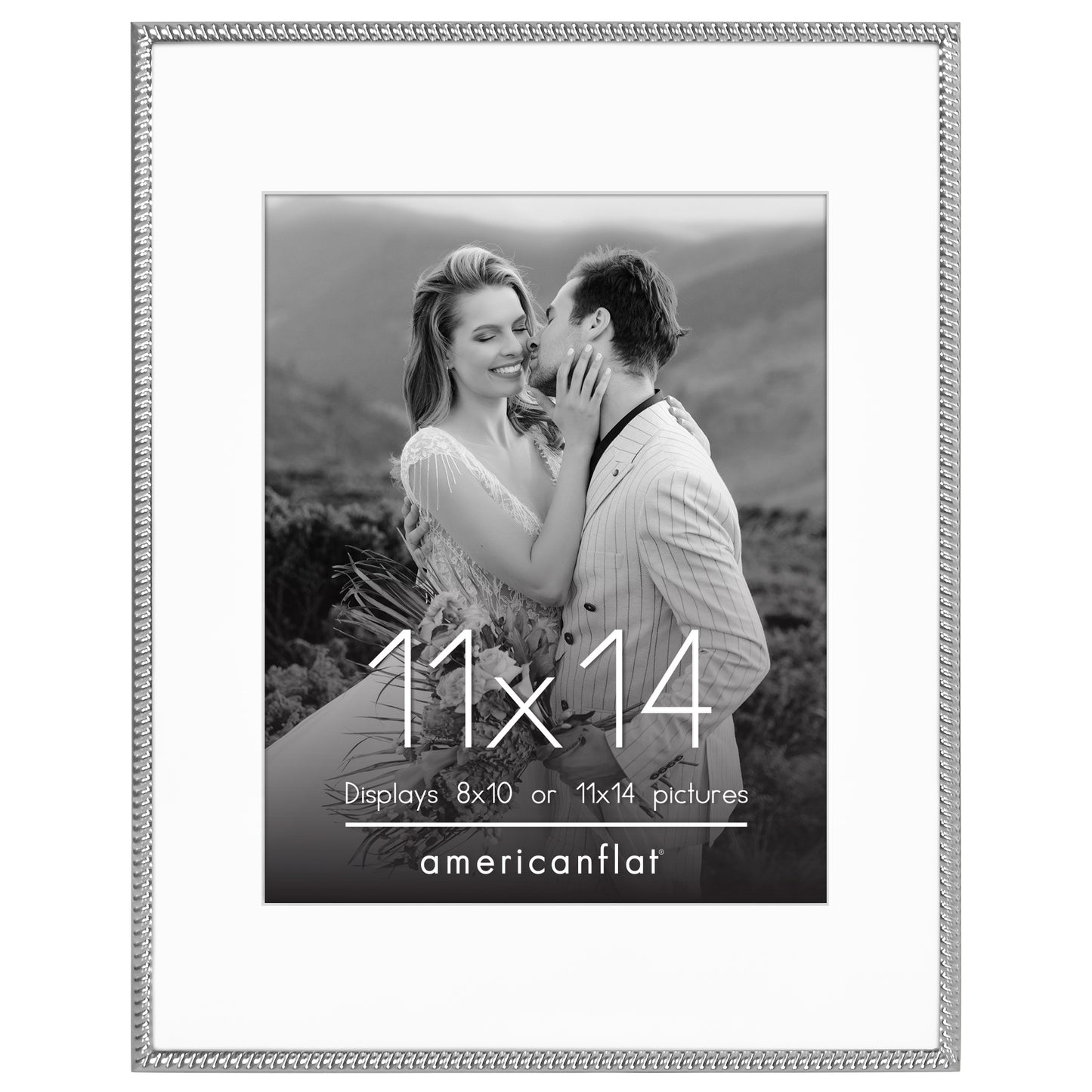 Americanflat Picture Frame with Mat | Rope-Style Textured Detailing | Shatter-Resistant Glass