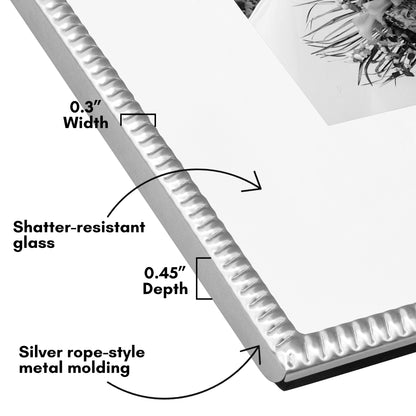 Americanflat Picture Frame with Mat | Rope-Style Textured Detailing | Shatter-Resistant Glass