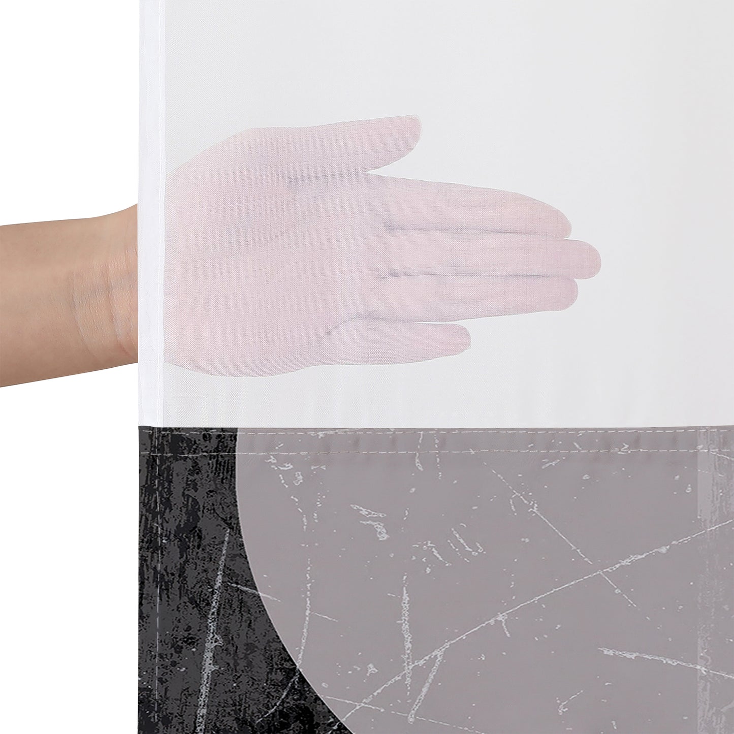 Americanflat 72x75 Hookless Shower Curtain - Water-Resistant Abstract Shower Curtain with Sheer Panel, Snap-In Liner, and Grommets